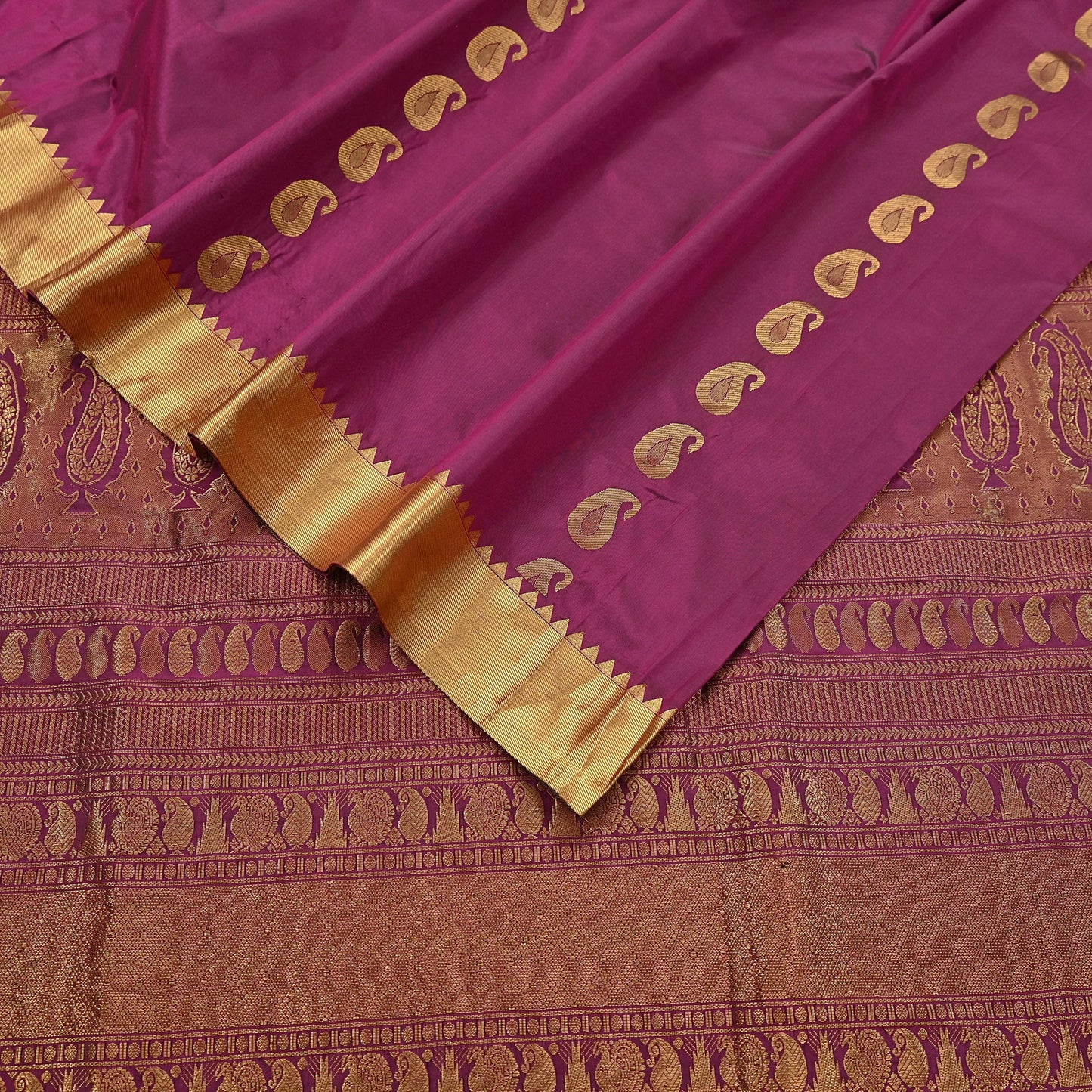 Vintage Heavy Sari Purple Hand Woven Kanjivaram Artificial Silk Sarees Zari 5Yd Floral Craft Fabric Dress making Crafting Quilting