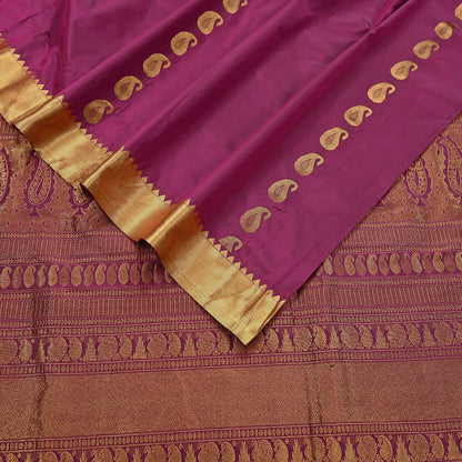 Vintage Heavy Sari Purple Hand Woven Kanjivaram Artificial Silk Sarees Zari 5Yd Floral Craft Fabric Dress making Crafting Quilting