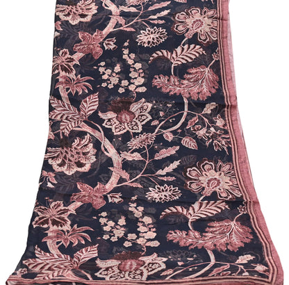 Indian Vintage Dupatta Blue Long Stole Digital Printed Hijab Blend Cotton Scarves Veil Soft Wrap Boho