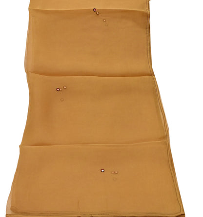 Indian Vintage Dupatta Mustard Long Stole Organza Embroidered Scarves Veil Soft Floral Design
