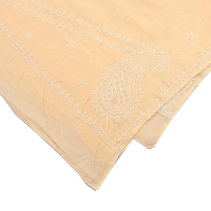 Indian Vintage Yellow Dupatta Long Stole Pure Cotton Handmade Chikankari Scarves Veil Scarf Wrap Hippie Boho Soft