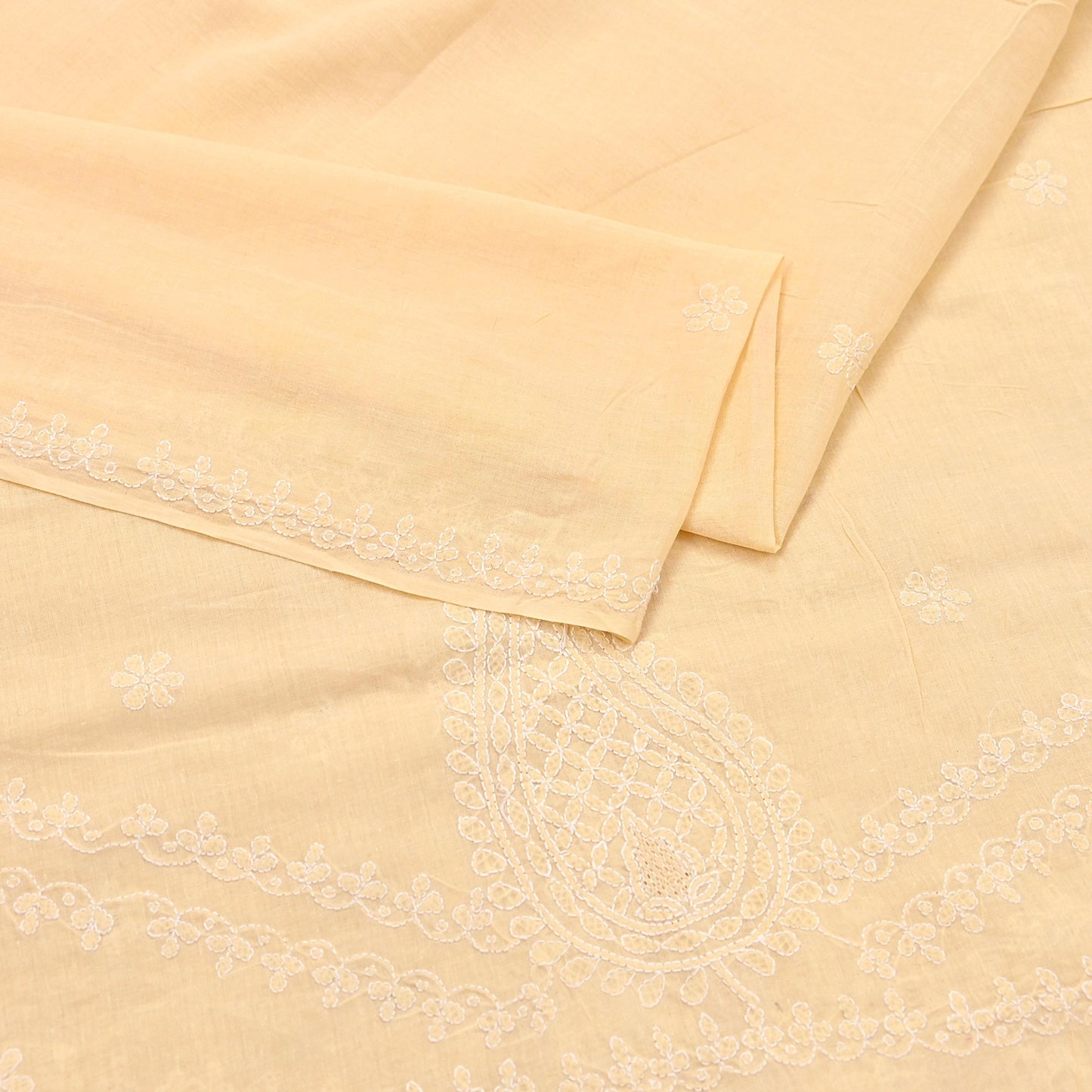 Indian Vintage Yellow Dupatta Long Stole Pure Cotton Handmade Chikankari Scarves Veil Scarf Wrap Hippie Boho Soft