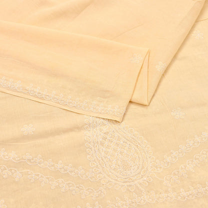 Indian Vintage Yellow Dupatta Long Stole Pure Cotton Handmade Chikankari Scarves Veil Scarf Wrap Hippie Boho Soft