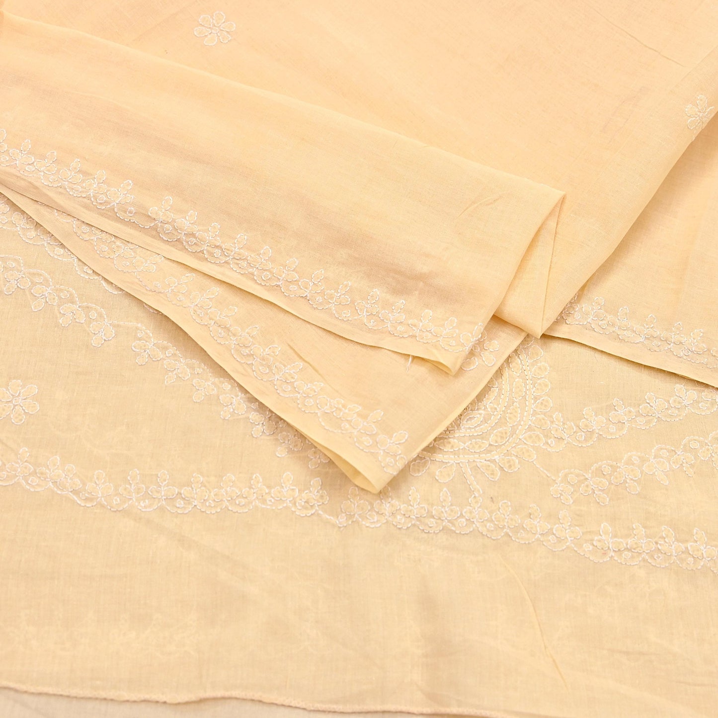 Indian Vintage Yellow Dupatta Long Stole Pure Cotton Handmade Chikankari Scarves Veil Scarf Wrap Hippie Boho Soft