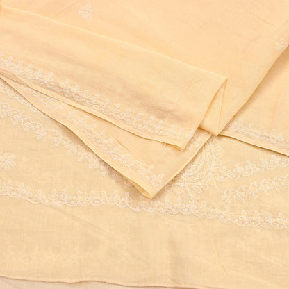 Indian Vintage Yellow Dupatta Long Stole Pure Cotton Handmade Chikankari Scarves Veil Scarf Wrap Hippie Boho Soft