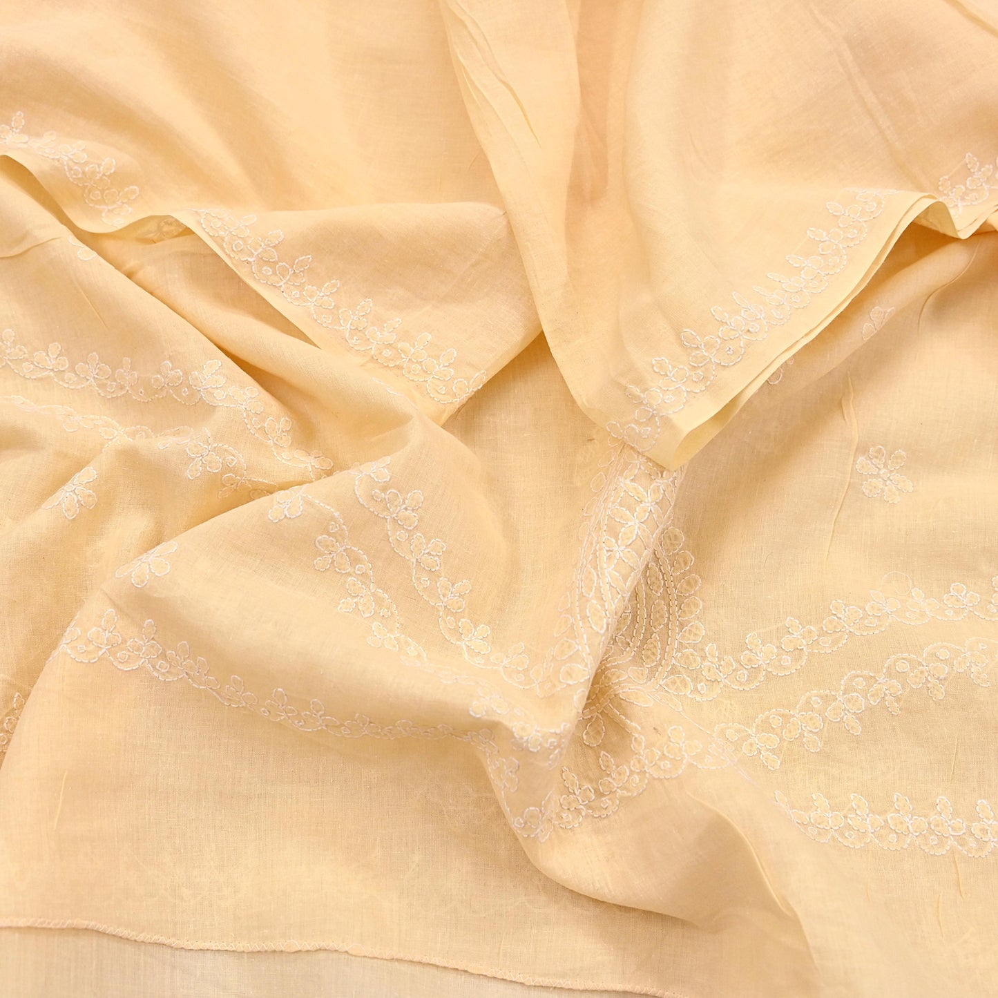Indian Vintage Yellow Dupatta Long Stole Pure Cotton Handmade Chikankari Scarves Veil Scarf Wrap Hippie Boho Soft