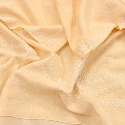 Indian Vintage Yellow Dupatta Long Stole Pure Cotton Handmade Chikankari Scarves Veil Scarf Wrap Hippie Boho Soft