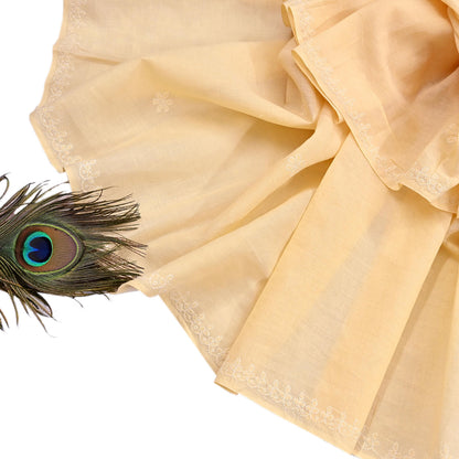 Indian Vintage Yellow Dupatta Long Stole Pure Cotton Handmade Chikankari Scarves Veil Scarf Wrap Hippie Boho Soft