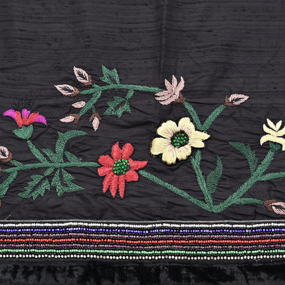 Vintage Black & Green Chiffon Silk, Net Heavy Embroidered Saree, Abu Jani Designer Sari, Bridal Wedding Wear 5Yd with Blouse fabric