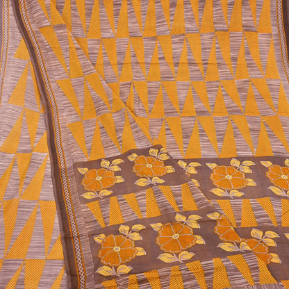 Indian Vintage Sari Brown Printed 100% Pure Cotton Saree Craft Fabric 5Yd Soft Sewing Sarong Wrap Boho Dress Making Quilting