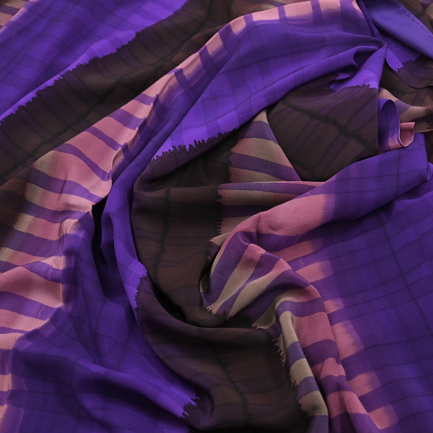 Indian Vintage Saree Multi Pure Crepe Silk Hand Embroidered Tie-Dye Sari Fabric 5yard Sewing Craft Fabric Ethnic Dressmaking