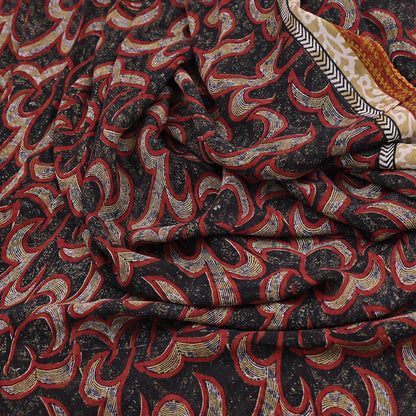 Indian Vintage Sari Black 100% Pure Georgette Silk Hand Printed Sarees Sewing 5yd Craft Fabric Soft Dress Designing for Crafting