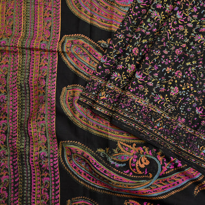 Indian Vintage Sari Black Printed Pure Silk Sarees Craft Fabric 5yd Sewing Floral Soft Dress Designing  for Crafting Quilting Upcycle Wrap