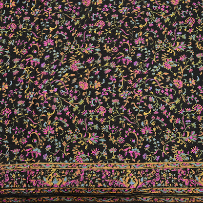 Indian Vintage Sari Black Printed Pure Silk Sarees Craft Fabric 5yd Sewing Floral Soft Dress Designing  for Crafting Quilting Upcycle Wrap