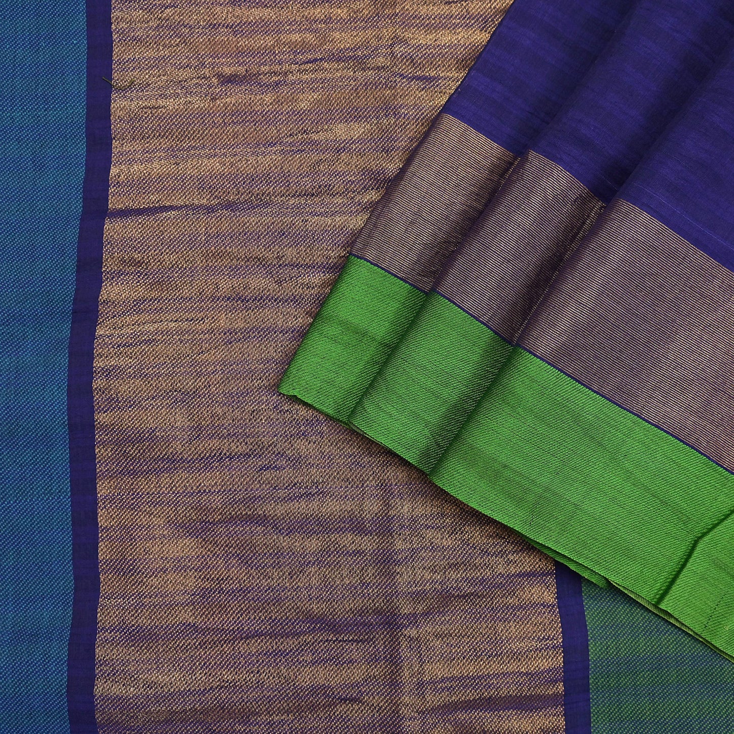 Indian Vintage Sari Blue Blend Silk Woven Saree Craft Fabric 5yd Soft Dress Designing Crafting Quilting Zari Border