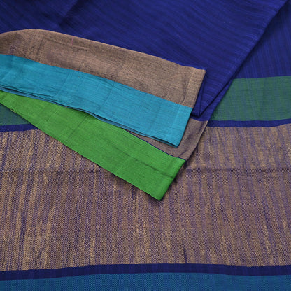 Indian Vintage Sari Blue Blend Silk Woven Saree Craft Fabric 5yd Soft Dress Designing Crafting Quilting Zari Border