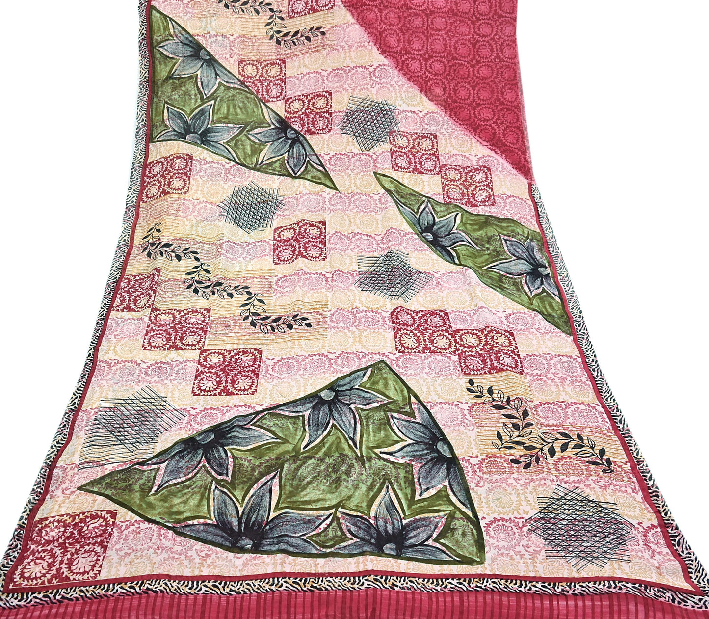 Indian Vintage Sari Multi Pure Georgette Silk Printed Sarees 5Yd Craft Fabric Sewing Quilting Dress making Crafting Dress Designing
