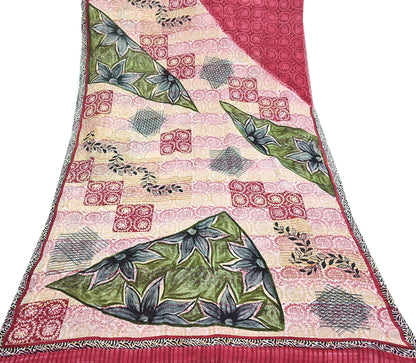 Indian Vintage Sari Multi Pure Georgette Silk Printed Sarees 5Yd Craft Fabric Sewing Quilting Dress making Crafting Dress Designing