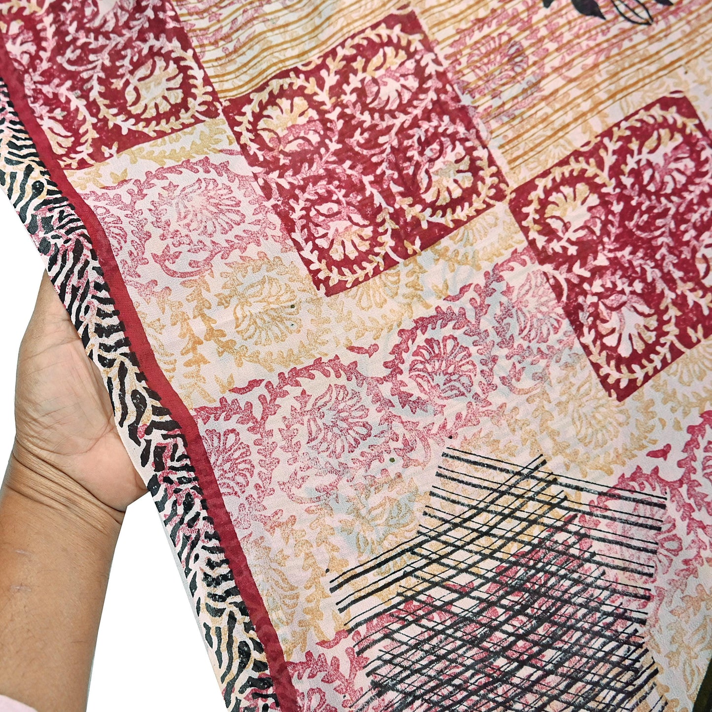 Indian Vintage Sari Multi Pure Georgette Silk Printed Sarees 5Yd Craft Fabric Sewing Quilting Dress making Crafting Dress Designing