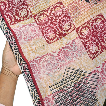 Indian Vintage Sari Multi Pure Georgette Silk Printed Sarees 5Yd Craft Fabric Sewing Quilting Dress making Crafting Dress Designing