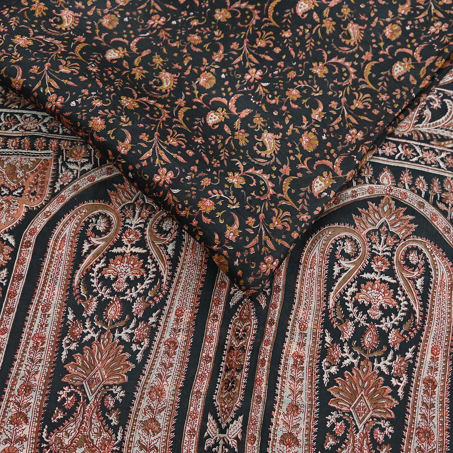 Indian Vintage Sari Black Printed Pure Silk Sarees Craft Fabric 6yd Sewing Floral Soft Dress Designing  for Crafting Quilting Upcycle Wrap