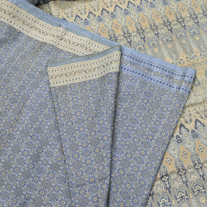 Indian Vintage Sari Gray Heavy Pure Satin Silk Woven Banarasi Tanchoi Saree 5Yd Ethnic Craft Fabric Upcycle Bridal Heavy Sarees