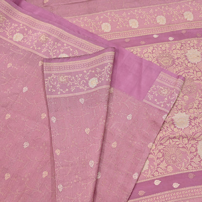 Indian Vintage Heavy Pink Saree Pure Silk Hand Woven Banarasi Sari Craft Fabric 5Yd Sewing Soft Ethnic Zari Dress Making