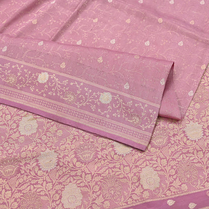 Indian Vintage Heavy Pink Saree Pure Silk Hand Woven Banarasi Sari Craft Fabric 5Yd Sewing Soft Ethnic Zari Dress Making
