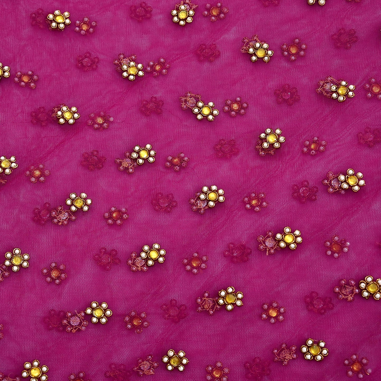 Indian Vintage Heavy Wedding Pink Dupatta Net Mesh Long Stole Hand Embroidered Scarves Golden Zardozi Dabka Zari Stole