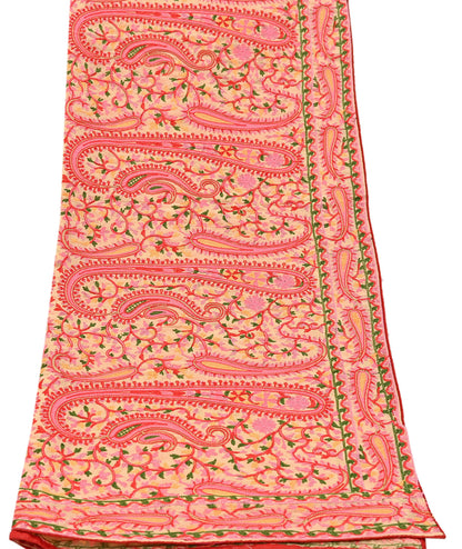 Indian Vintage Dupatta Beige Georgette Embroidered Scarf, Boho Veil