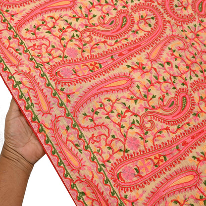 Indian Vintage Dupatta Beige Georgette Embroidered Scarf, Boho Veil