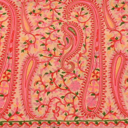 Indian Vintage Dupatta Beige Georgette Embroidered Scarf, Boho Veil