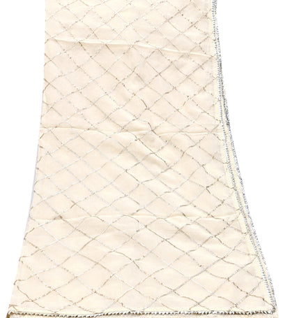 Indian Vintage Dupatta Ivory Pure Cotton Long Stole Gota Patti Work Scarves Veil Soft