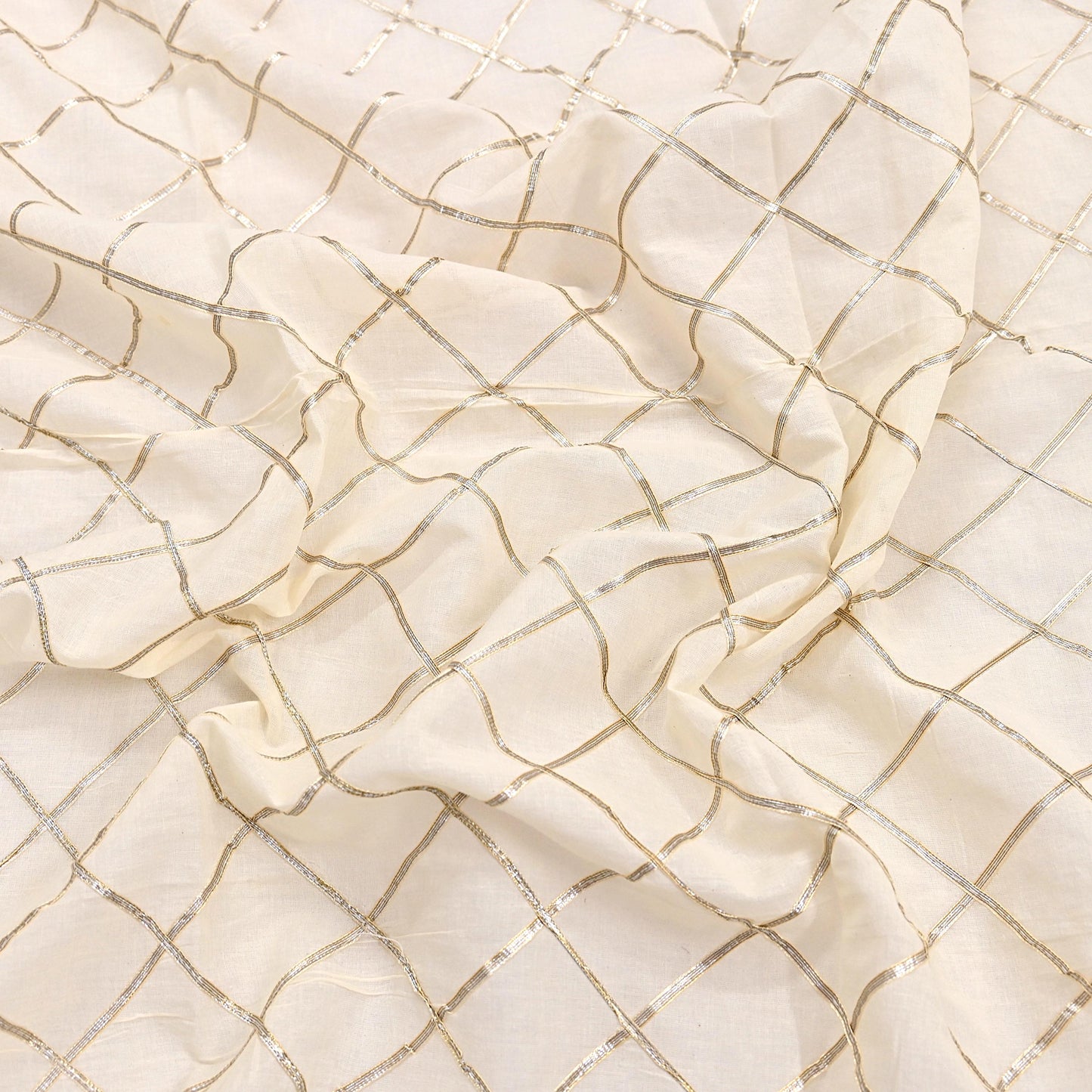 Indian Vintage Dupatta Ivory Pure Cotton Long Stole Gota Patti Work Scarves Veil Soft