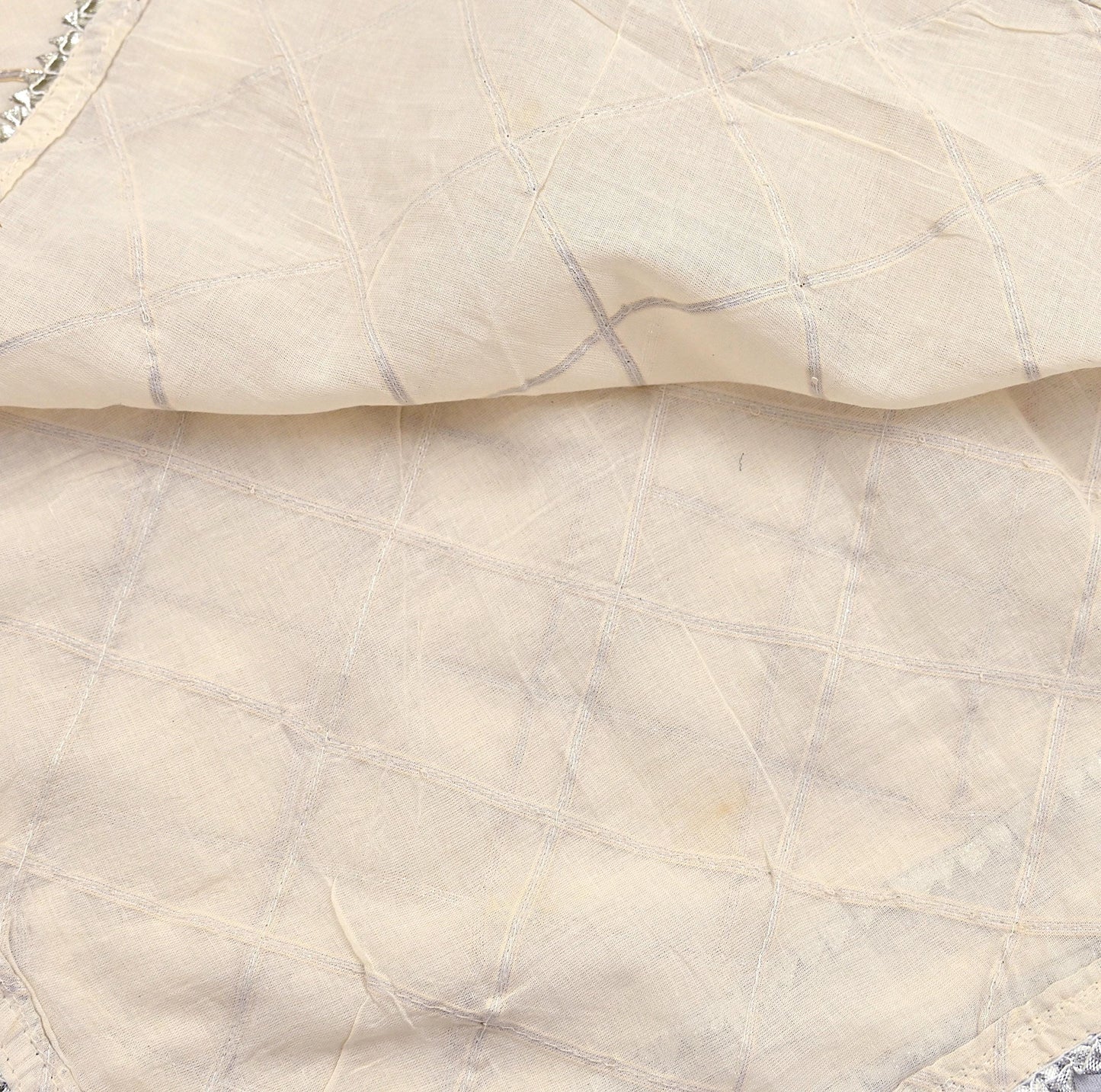 Indian Vintage Dupatta Ivory Pure Cotton Long Stole Gota Patti Work Scarves Veil Soft
