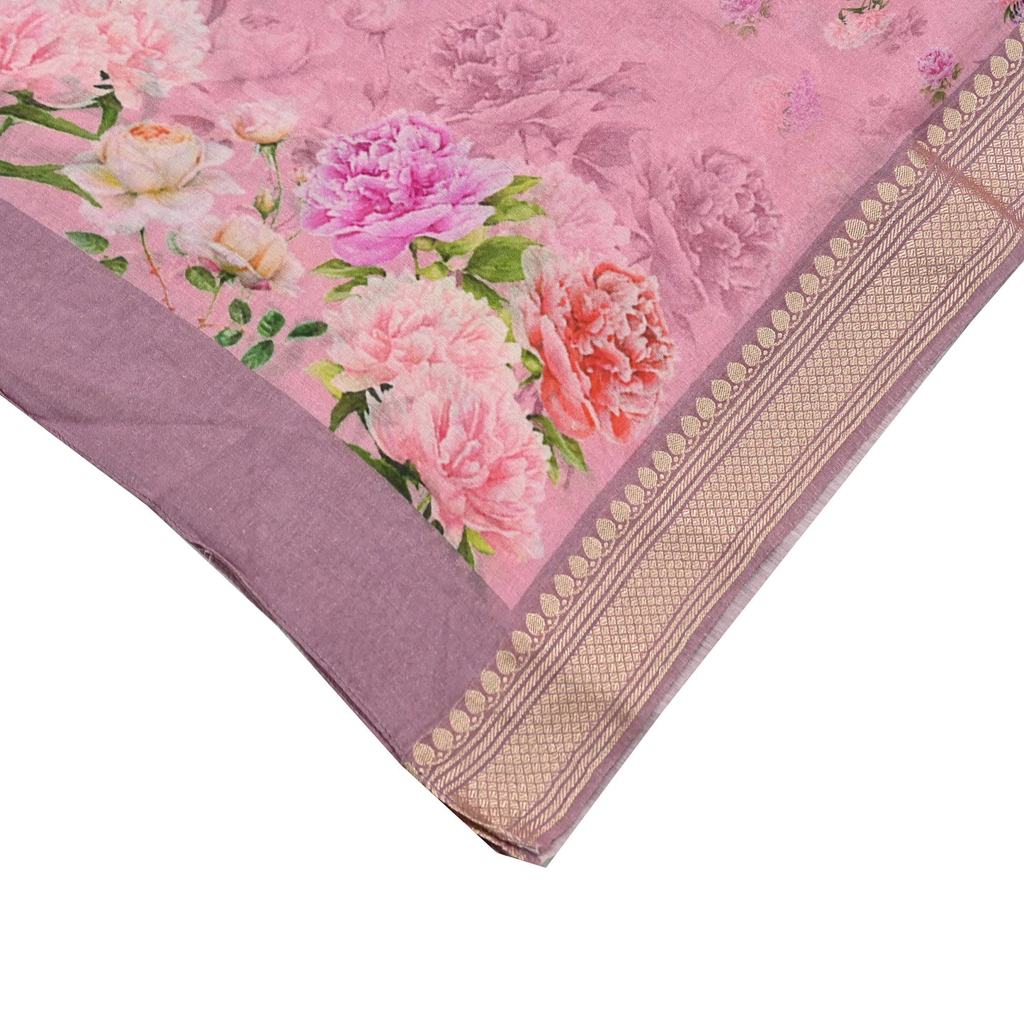 Indian Vintage Dupatta Pink Long Stole Digital Printed Hijab Blend Cotton Scarves Veil Soft Wrap Boho