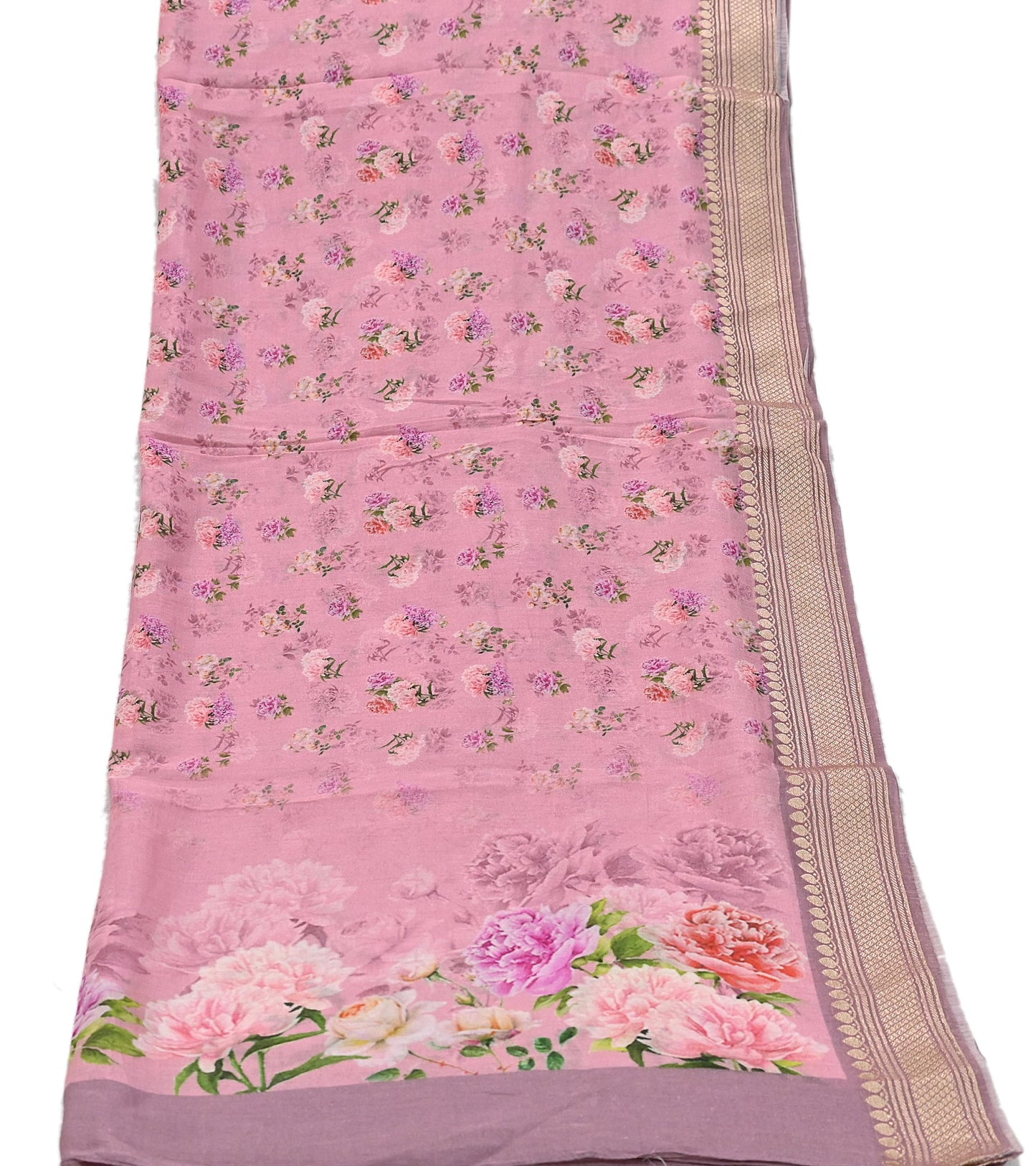 Indian Vintage Dupatta Pink Long Stole Digital Printed Hijab Blend Cotton Scarves Veil Soft Wrap Boho