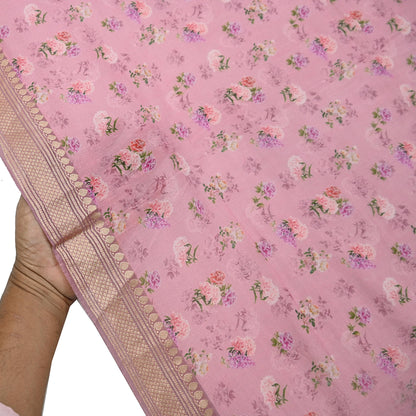 Indian Vintage Dupatta Pink Long Stole Digital Printed Hijab Blend Cotton Scarves Veil Soft Wrap Boho