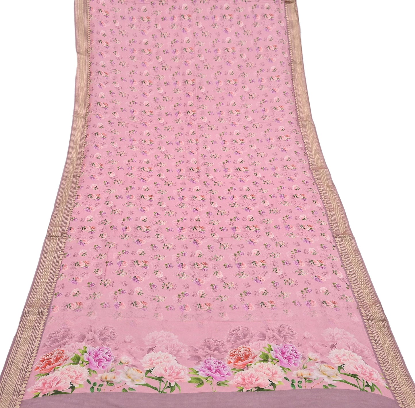 Indian Vintage Dupatta Pink Long Stole Digital Printed Hijab Blend Cotton Scarves Veil Soft Wrap Boho