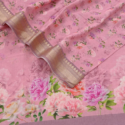 Indian Vintage Dupatta Pink Long Stole Digital Printed Hijab Blend Cotton Scarves Veil Soft Wrap Boho