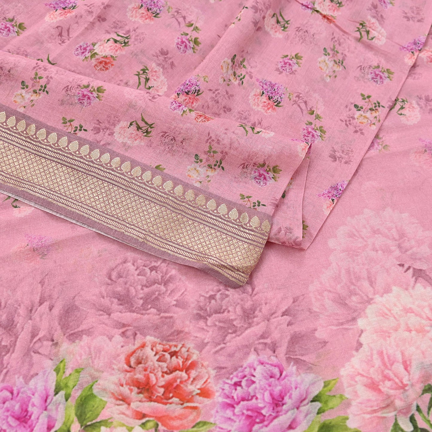 Indian Vintage Dupatta Pink Long Stole Digital Printed Hijab Blend Cotton Scarves Veil Soft Wrap Boho