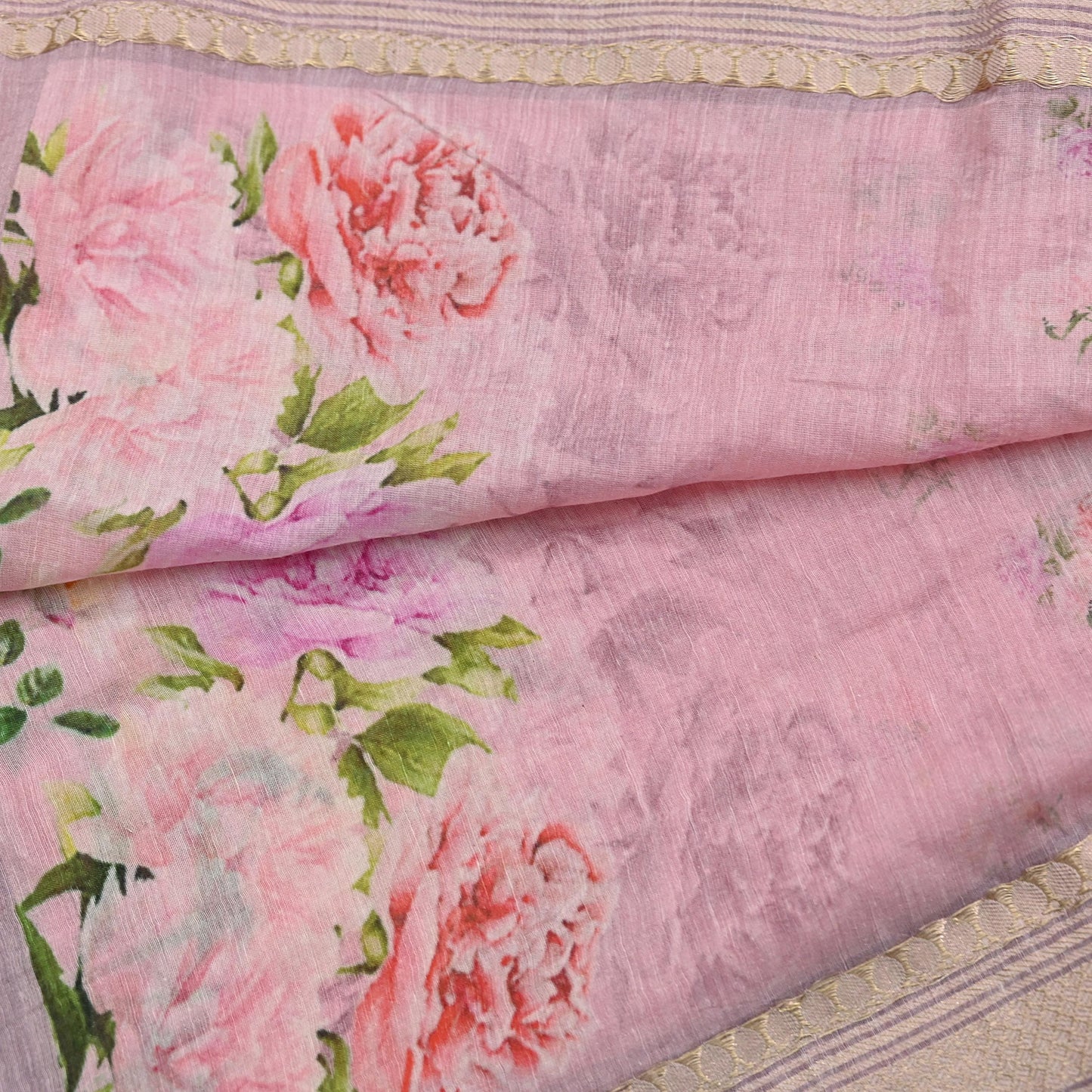 Indian Vintage Dupatta Pink Long Stole Digital Printed Hijab Blend Cotton Scarves Veil Soft Wrap Boho