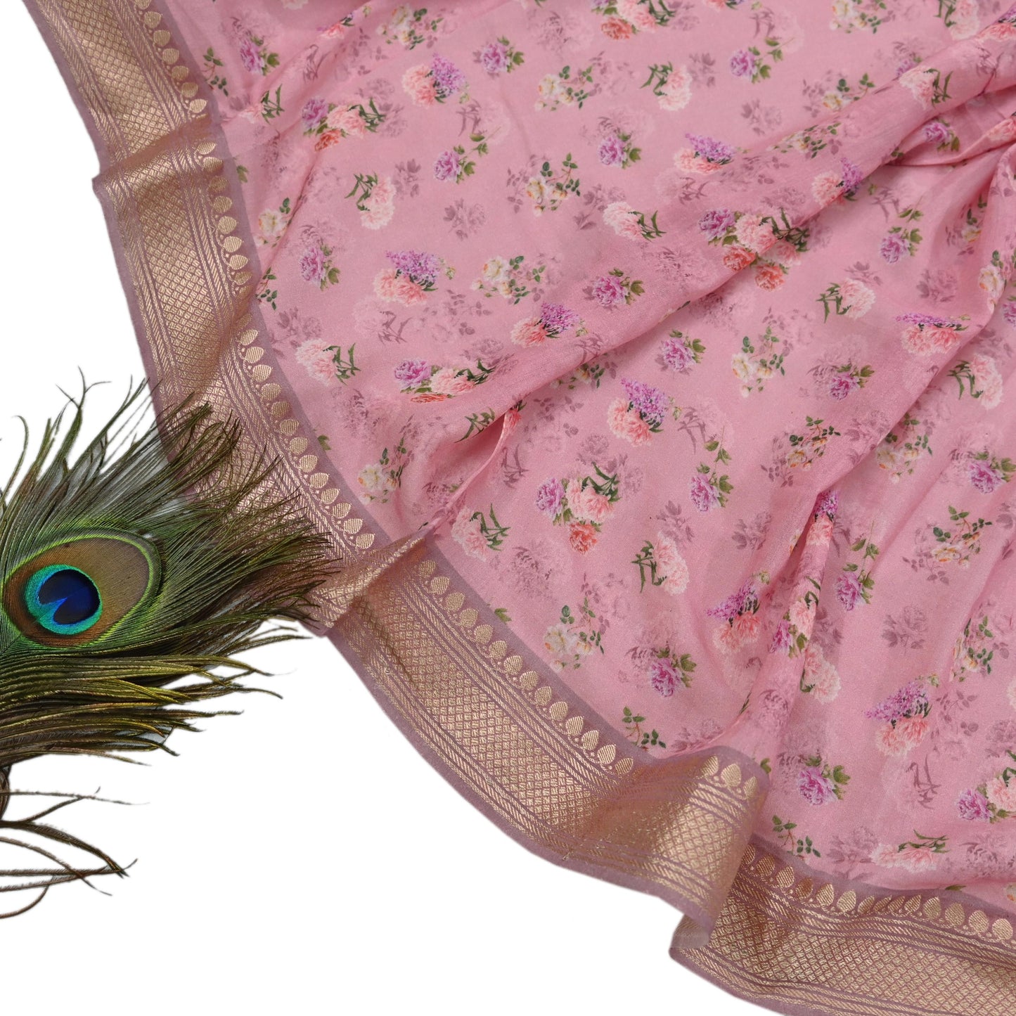 Indian Vintage Dupatta Pink Long Stole Digital Printed Hijab Blend Cotton Scarves Veil Soft Wrap Boho