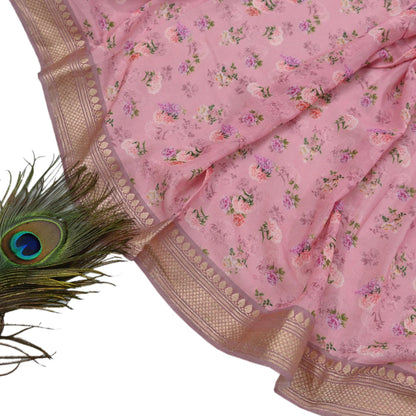 Indian Vintage Dupatta Pink Long Stole Digital Printed Hijab Blend Cotton Scarves Veil Soft Wrap Boho