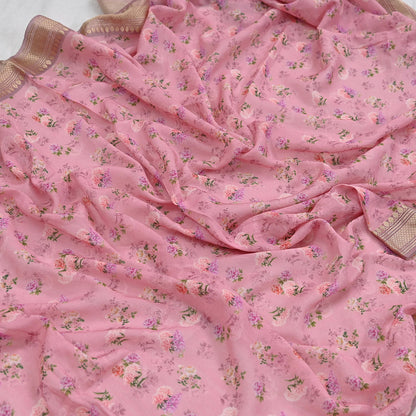 Indian Vintage Dupatta Pink Long Stole Digital Printed Hijab Blend Cotton Scarves Veil Soft Wrap Boho