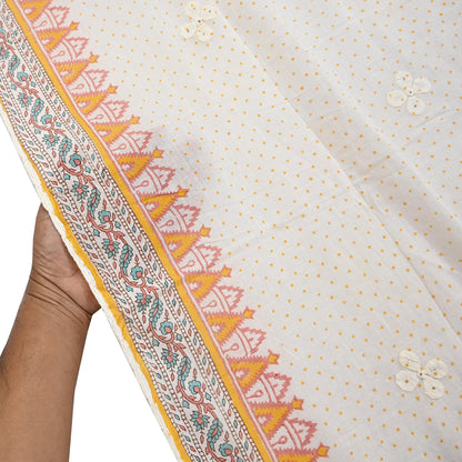 Indian Vintage White Dupatta Long Stole Hand Embroidered Pure Cotton Scarves Veil Soft Wrap Scarf