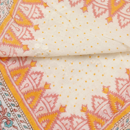 Indian Vintage White Dupatta Long Stole Hand Embroidered Pure Cotton Scarves Veil Soft Wrap Scarf