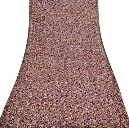 Indian Vintage Purple Dupatta Long Stole Chiffon Hand Embroidered Bagh Phulkari Stole Scarves Golden lace