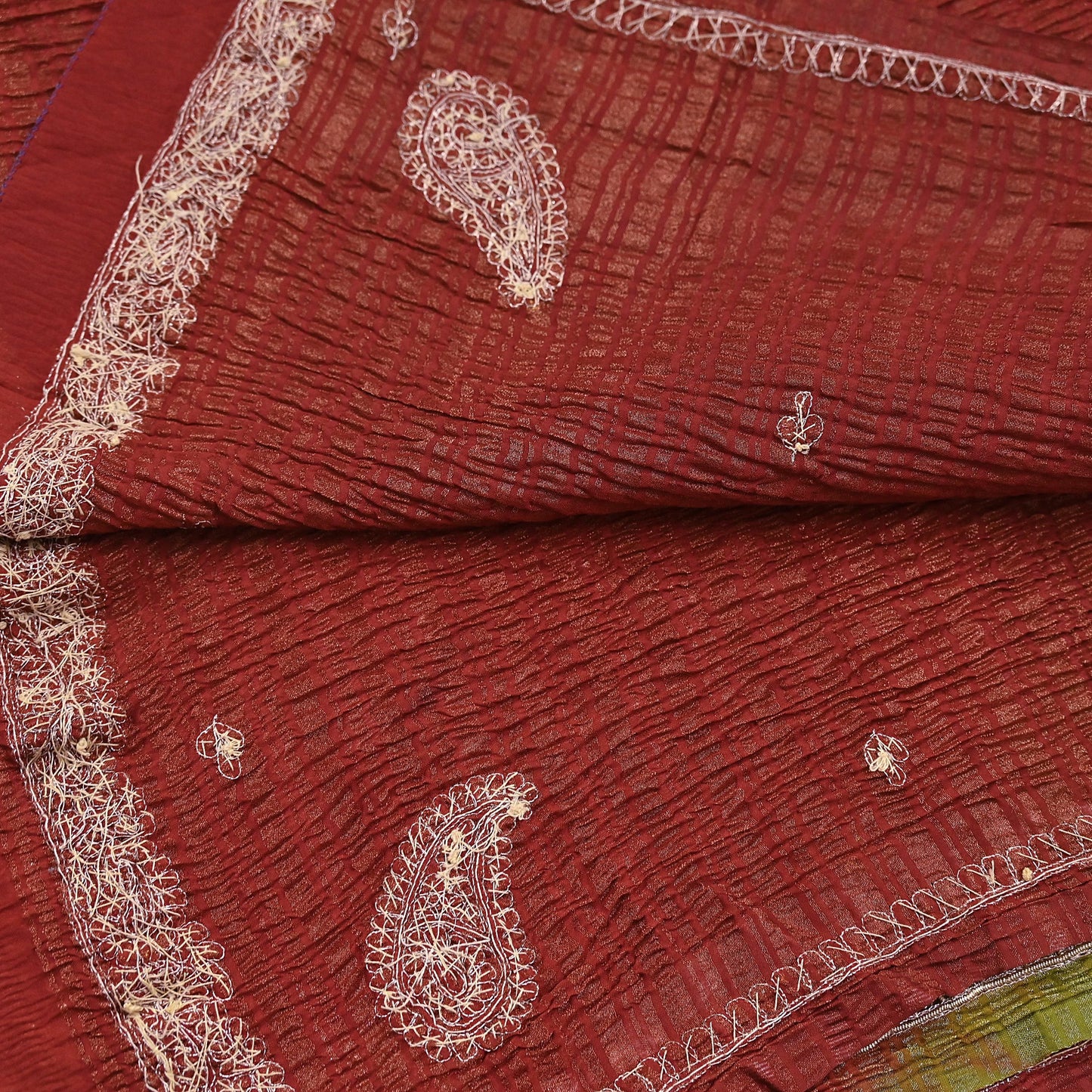 Indian Vintage Dupatta Pink Artificial Silk Long Stole hand Embroidered Leheria Scarves Floral Design Stole Veil Wrap Zardozi/ Dabka, Zari