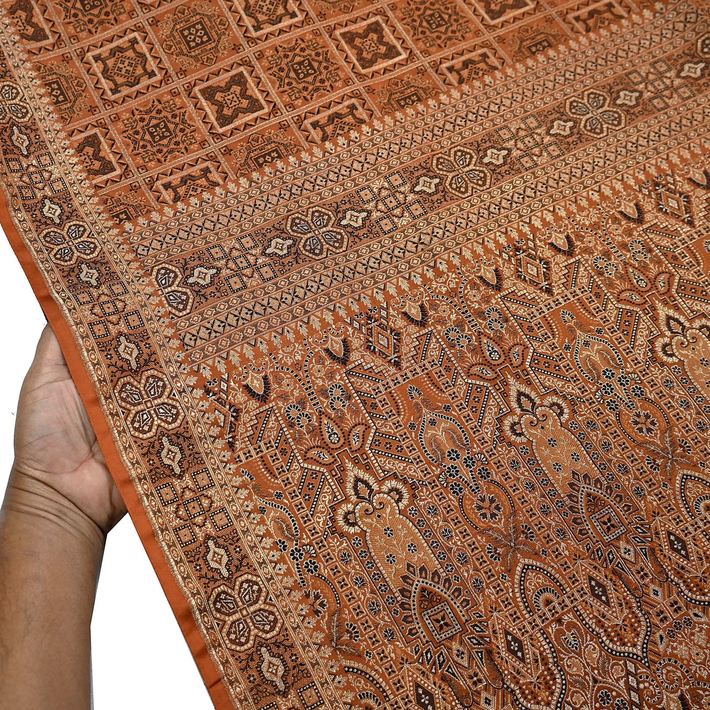 Indian Vintage Sari Rusty Heavy Pure Silk Woven Banarasi Brocade Saree Fabric 5Yd Ethnic Dress making Crafting Bollywood Dress Designing